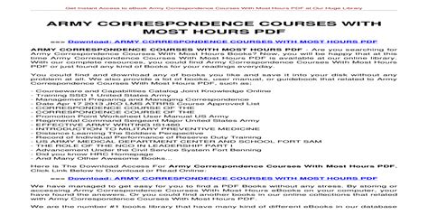 Army Correspondence Courses Max Hours Army Military