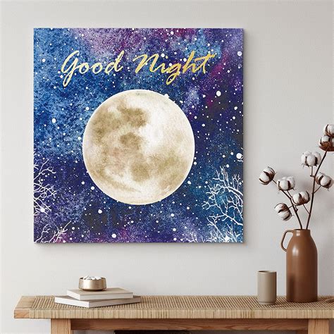 Pixonsign Canvas Print Wall Art Good Night Moon Purple Galaxy