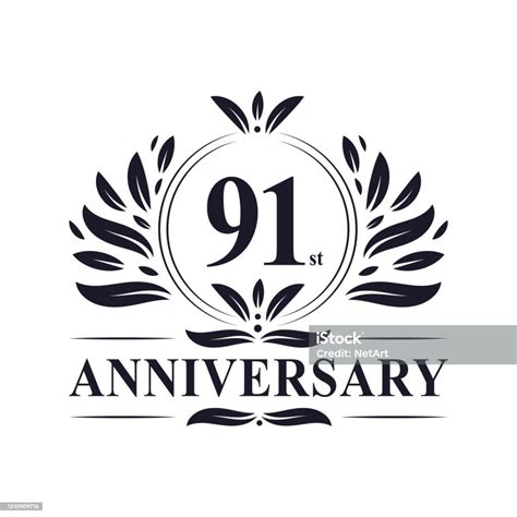 91st Anniversary Logo 91 Years Celebration Stock Illustration