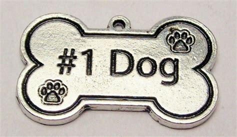 Number One Dog Bone With Paw Prints Genuine American Pewter Charm