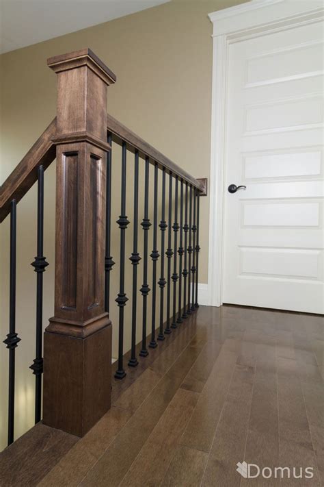 Wall mounted metal handrail bracket. Staircase with black metal spindles and collars | Interior ...