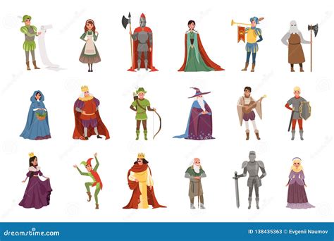 Medieval People Characters Set European Middle Ages Historic Period