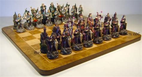 Medieval Times King Arthur Chess Set W Large 19 Maple Wood And Burlwood