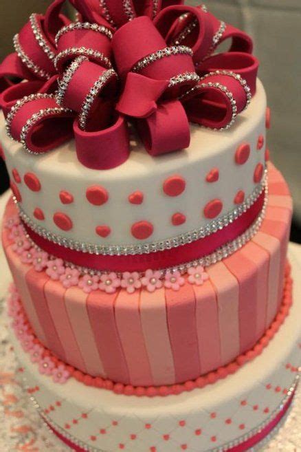 A Pink Birthday Cake With Pink Bow On Top Cake By Maryum The Cake Sounds Delicious Too Pink
