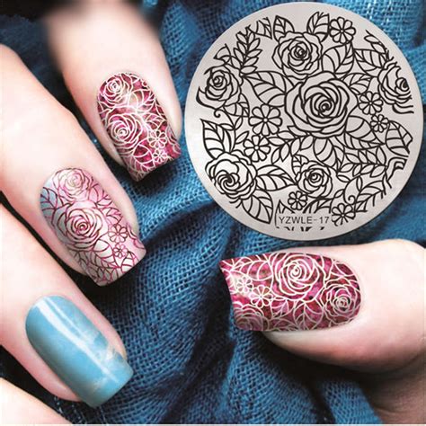 Rose Spring Nail Stamping Plates Floral Line Nail Art Stamp Plate Nail