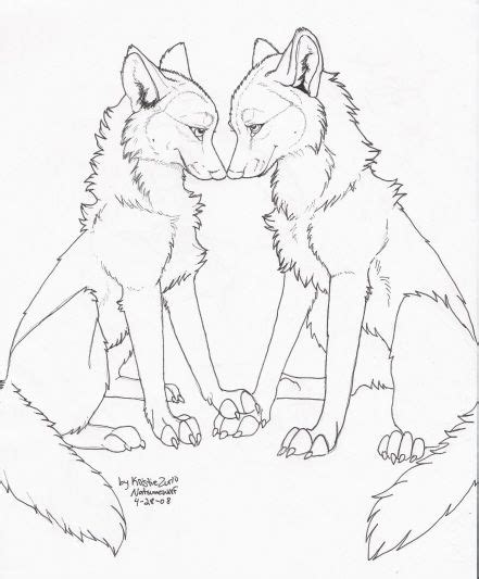 ✮ anime art ✮ anime couple. FREE Wolf Love LineArt by NatsumeWolf on DeviantArt | Wolf ...