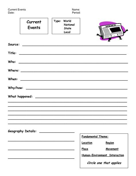 8 Weekly Current Events Worksheet