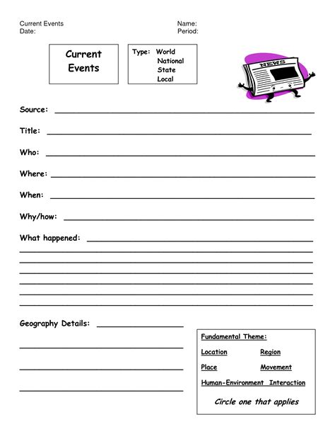 Free Printable Current Events Worksheets
