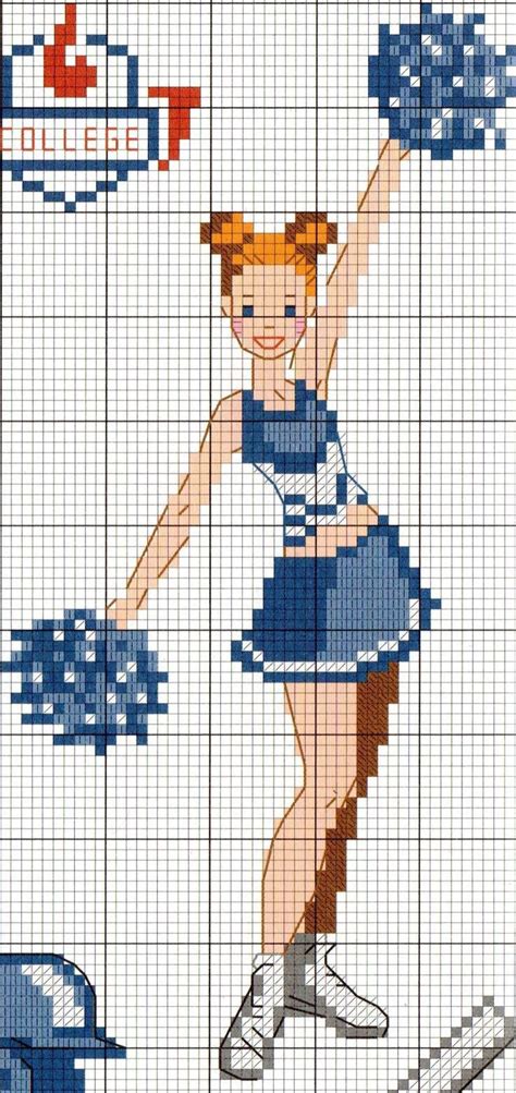 0 Point De Croix Cheerleader Pom Pom Girl Cross Stitch Cross Stitch