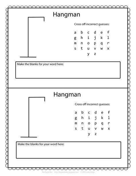 Free Hangman Template In 2020 Printable Games For Kids Hangman Words