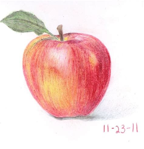 Apple Color Pencil Fruits Drawing Fruit Sketch Color Pencil Drawing
