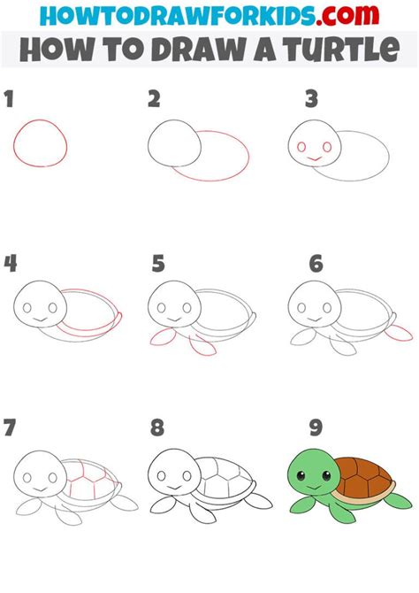 How To Draw A Turtle Easy Drawing Tutorial For Kids Easy Doodles