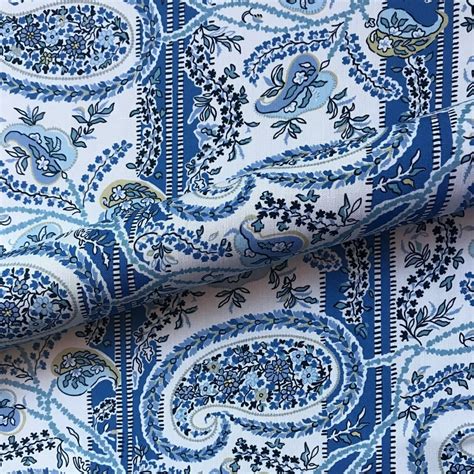 Blue American Decor Printed Floral Paisley Upholstery Fabric 54 By The