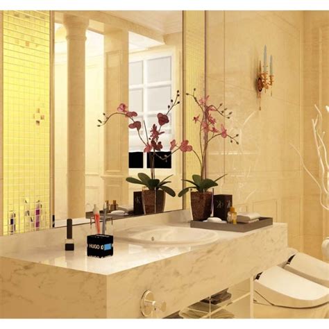 Gold Porcelain Tiles Bathroom Wall Backsplash Glazed Ceramic Mosaic