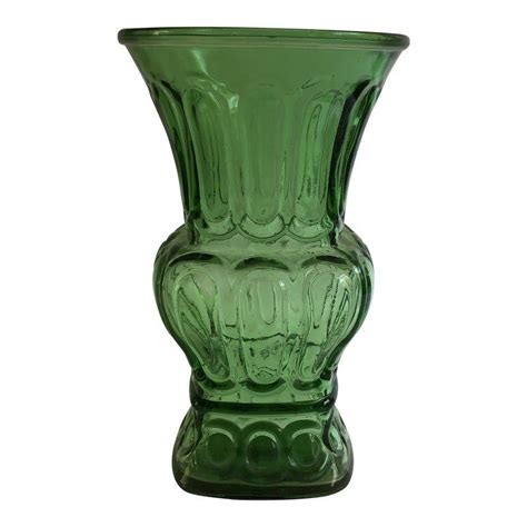 Midcentury Emerald Green Flower Vase Glass Flower Vases Green Milk Glass Vintage Green Glass