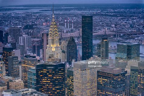 New York Skyscraper And Chrysler Building At Night High Res Stock Photo