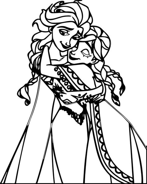 We have fun, relax, play, solve problems and manage the castle. Sweet Elsa Anna Hug Coloring Page | Princess coloring ...