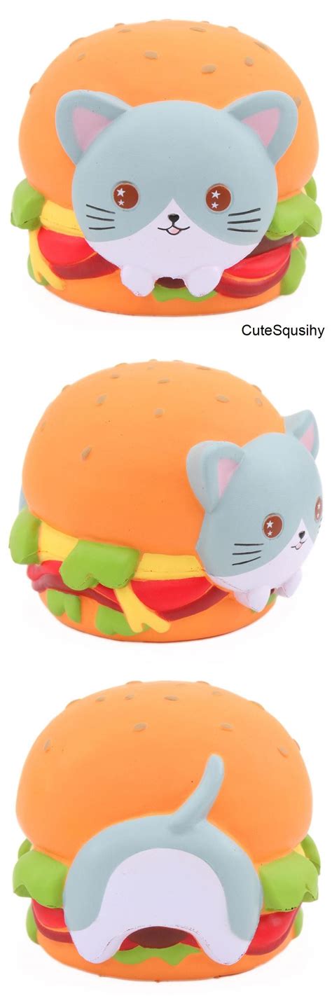 Kawaii Cat In A Burger Squishy Squishys Squishies Manualidades
