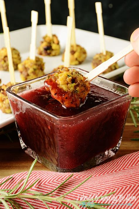 Sausage And Stuffing Balls With Cranberry Dipping Sauce