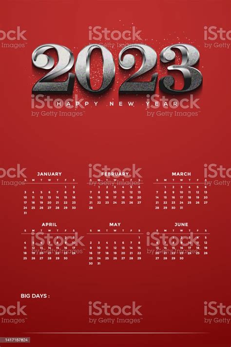 Calendario 2023 Con Sfondo Rosso 3d Immagini Vettoriali Stock E Altre