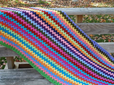 Easy Crochet Pattern Crocheted Granny Stripe Afghan