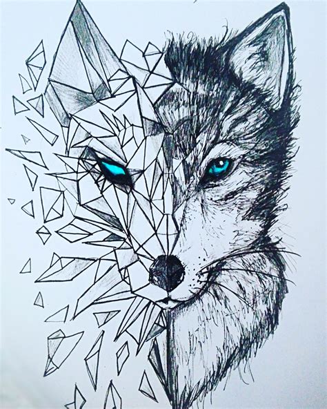Shattered Wolf Tat Idea Cool Drawings Animal Drawings Drawing