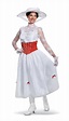 Deluxe Disney Mary Poppins Costume White Fancy Dress Womens Princess SM ...