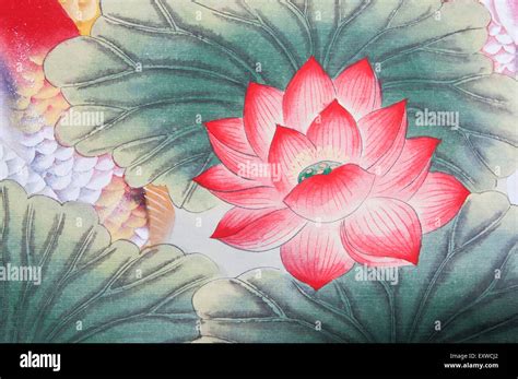 Traditional Chinese Painting Lotus Floral Stock Photo Alamy