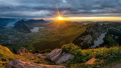 Switzerland Mountain With Sunbeam 4k 5k Hd Nature Wallpapers Hd