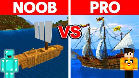 Minecraft Noob Vs Pro Big Boat Build Challenge Mindovermetal English