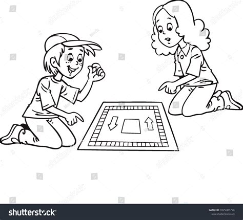 Kids Playing Board Game Stock Vector Royalty Free 1025085796