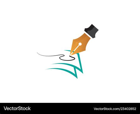 Feather Pen Writing On Papers Logo Design Vector Image
