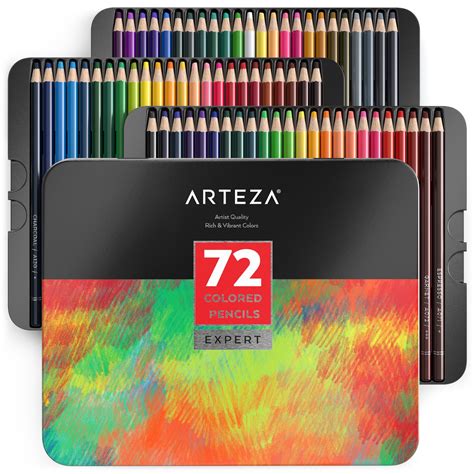 Arteza Professional Coloured Pencils Set Of 72 Colours Soft Wax Based