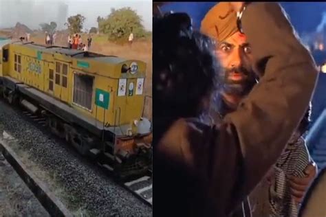gadar 2 train video from the sets of sunny deol film viral tara singh saving sakina amidst