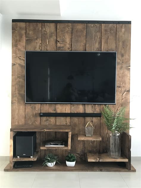 Diy Industrial Rustic Wooden Tv Unit Living Room Tv Wall Living Room