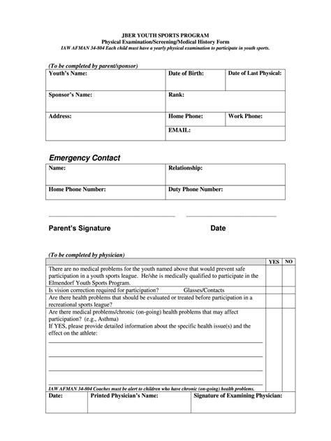 Generic Sports Physical Form Fill Online Printable Fillable Blank