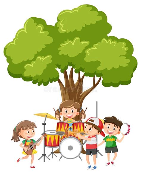 Children Playing Under Tree Stock Illustrations 150 Children Playing