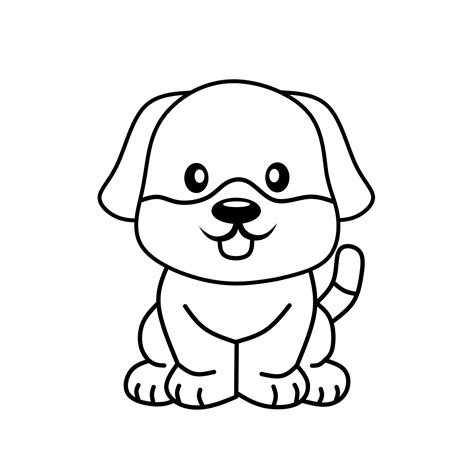 Cute Cartoon Puppy Outline Funny Dog Vector Illustration For Kids