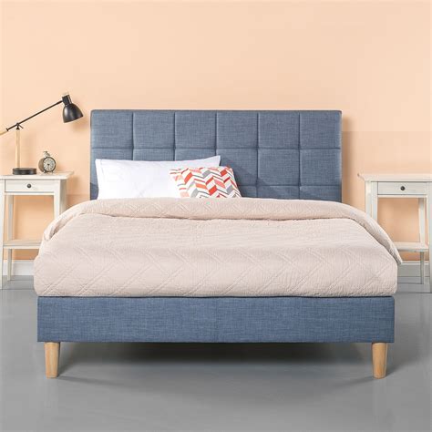 Zinus Lottie 43 Upholstered Platform Bed Frame Blue Slate Queen