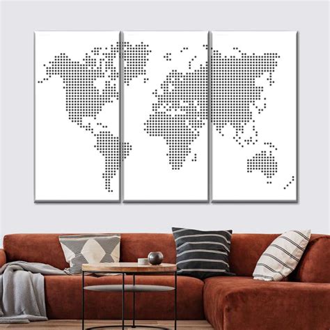 Black Dotted World Map Multi Panel Canvas Wall Art Elephantstock