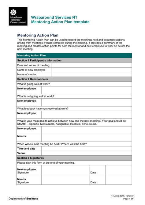 Mentoring Action Plan Template