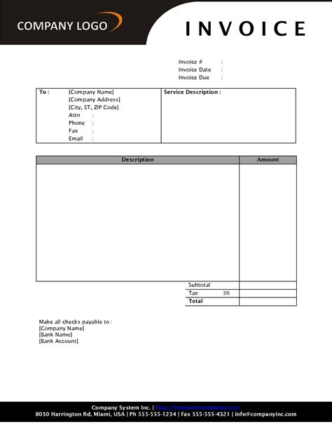 Printable Blank Invoice Template