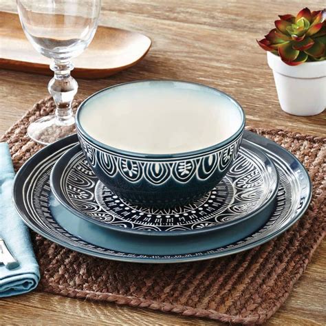Teal Medallion 12 Piece Dinnerware Set Makes A Simple Meal More Exotic