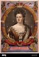 . Retrato de la reina Ana de Inglaterra, en un grabado de tintado de un ...