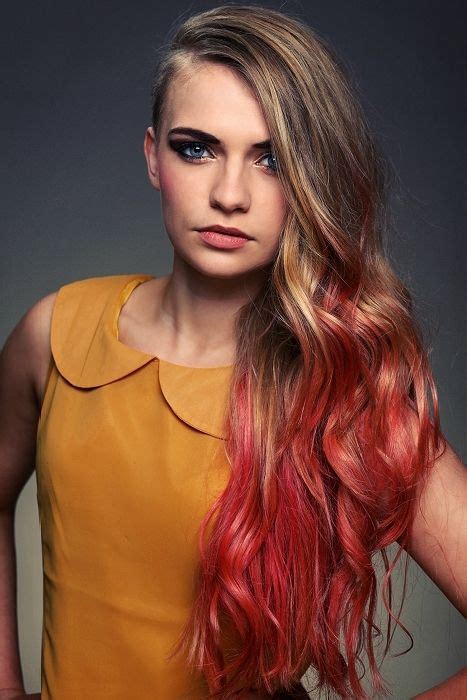 Long Blonde Red Dip Dye Hair Colors Ideas In 2020 Haar Styling Dip