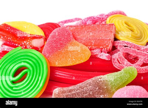 Closeup Of A Pile Of Different Candies Stock Photo Alamy
