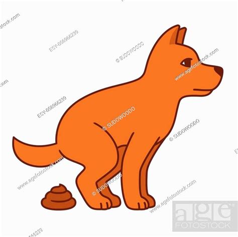 Cartoon Dog Pooping Illustration Isolated Vector Clip Art Of