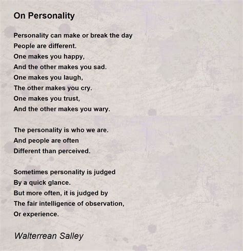 On Personality On Personality Poem By Walterrean Salley