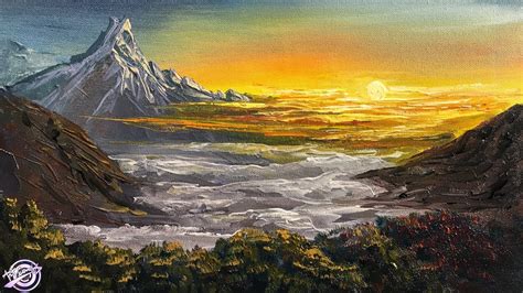 Sunrise Painting Beautiful Acrylic Landscape Painting Nature