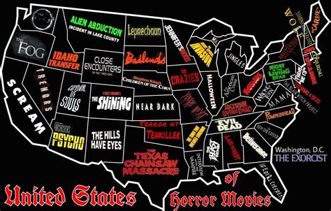 Horror Map Of The United States One Notable Scary Movie From Each State
